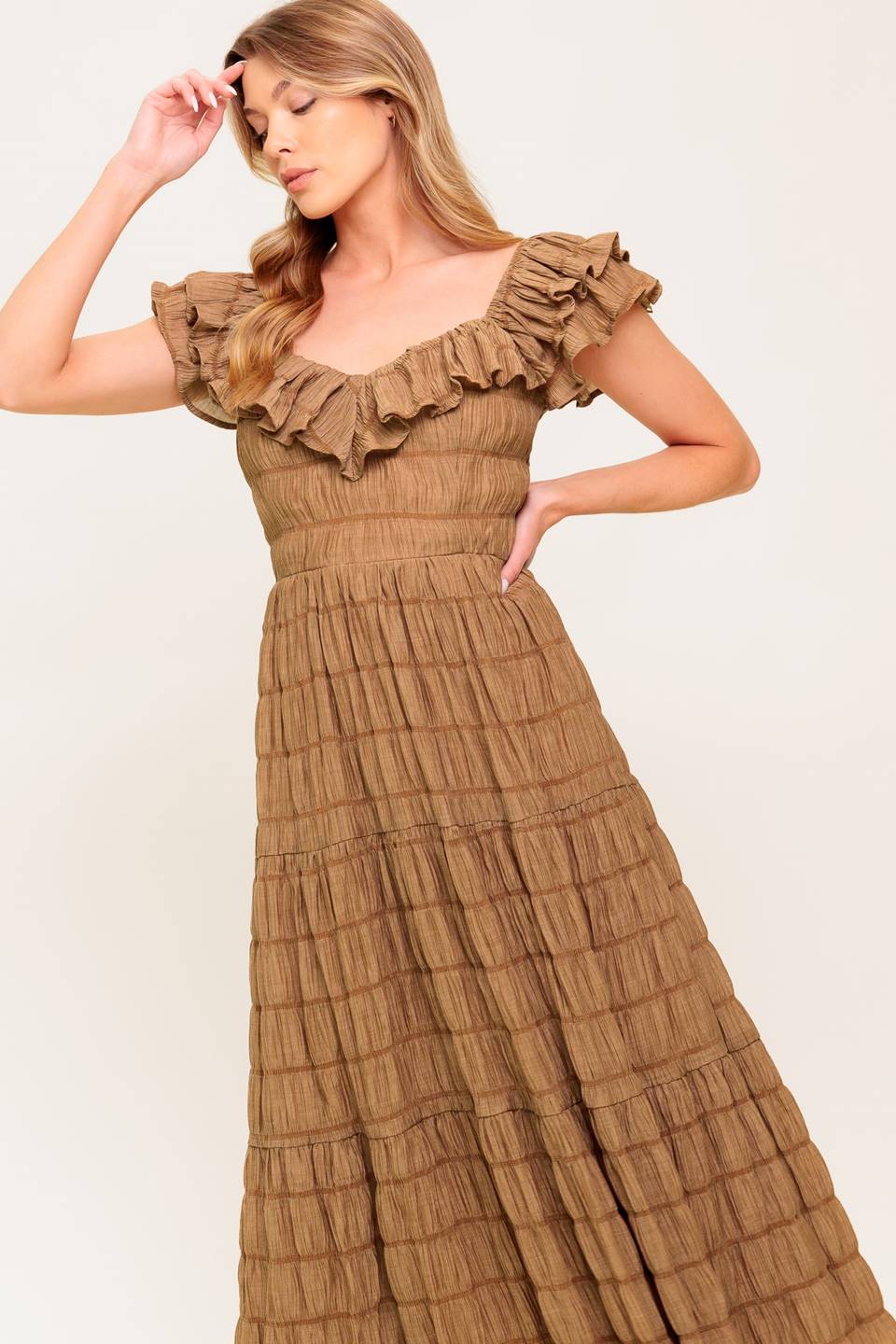 NATURAL BALANCE WOVEN MIDI DRESS