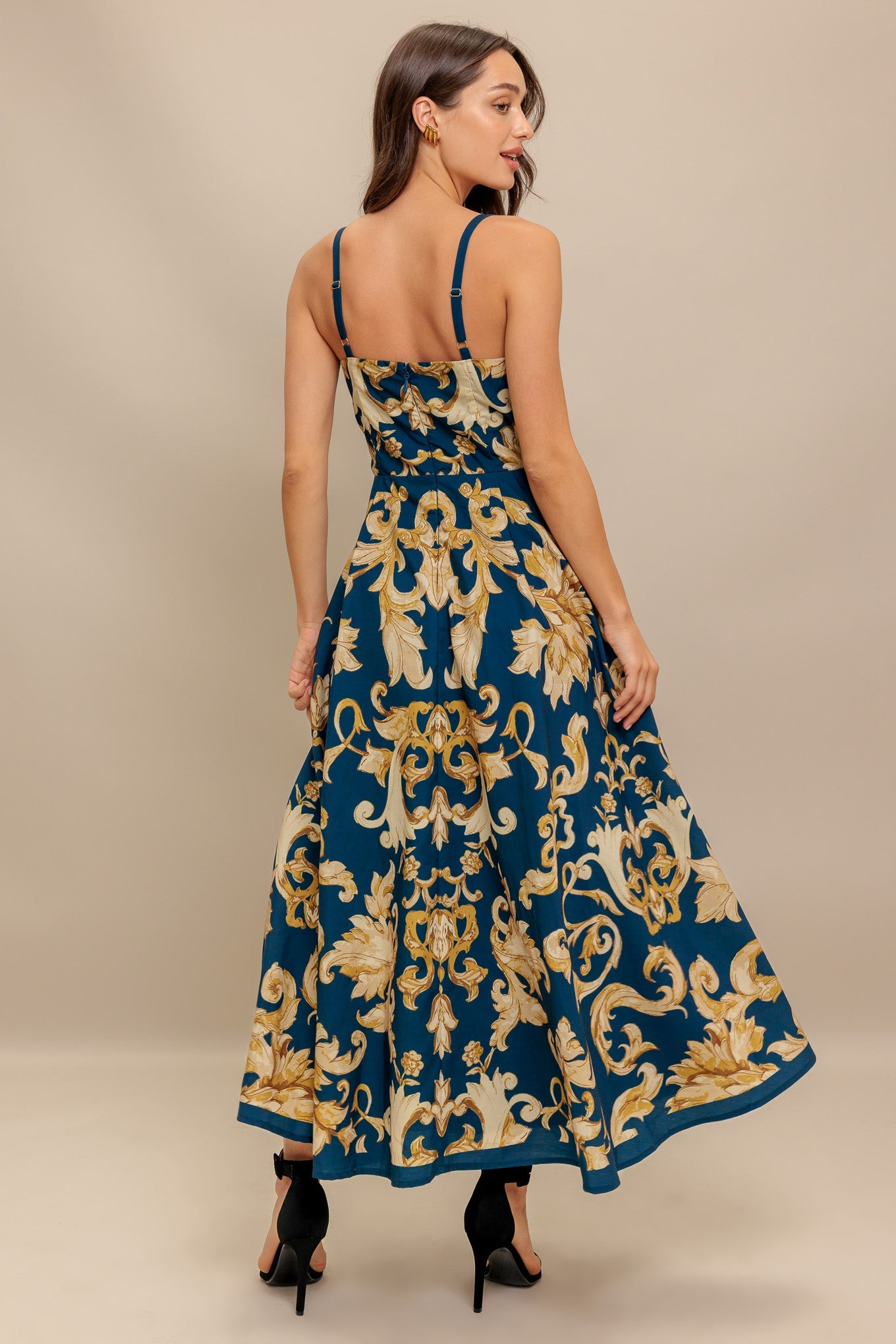 IMPERIAL BLOOM BLUE WOVEN MIDI DRESS