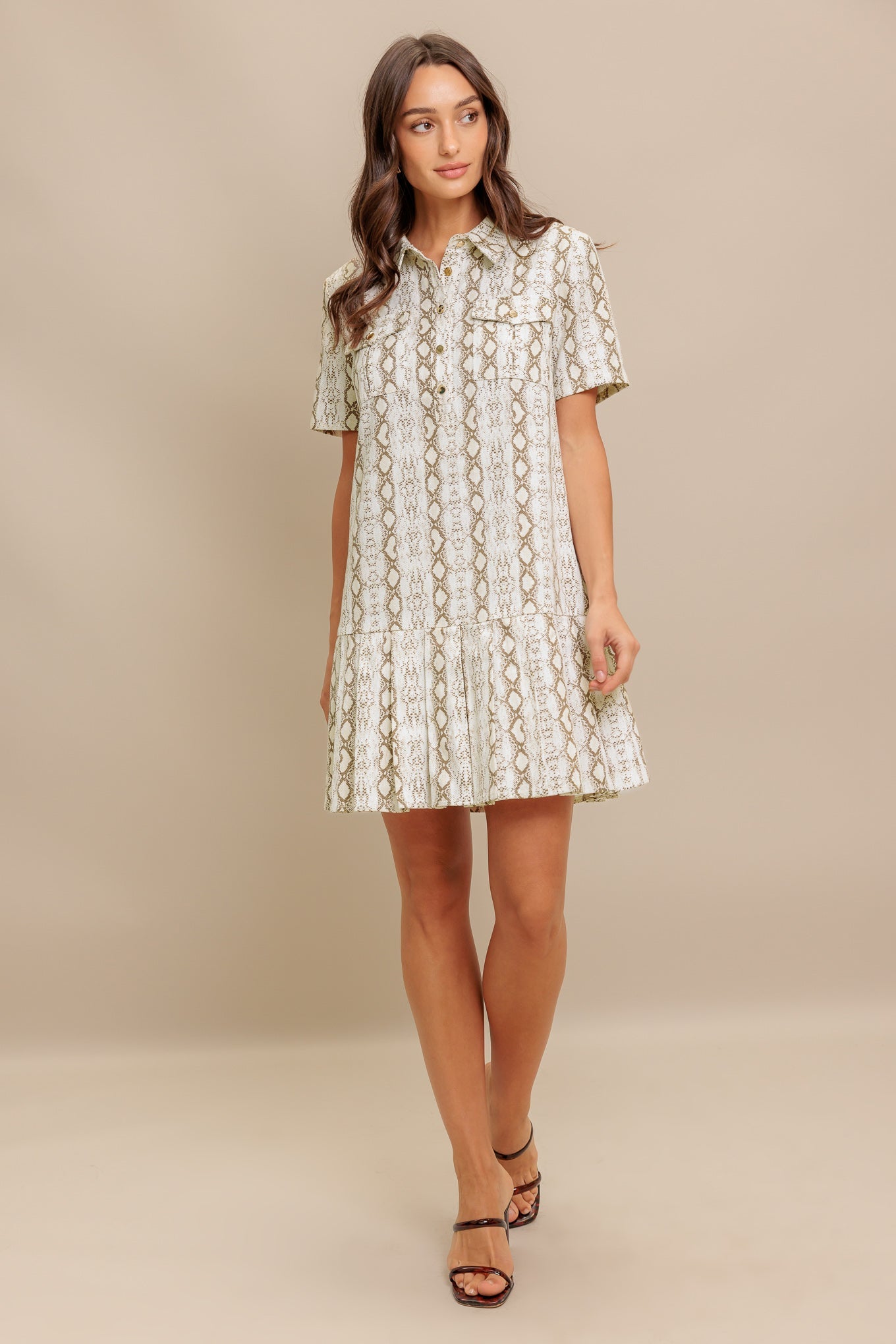 CHIC PYTHON PRESS WOVEN MINI DRESS