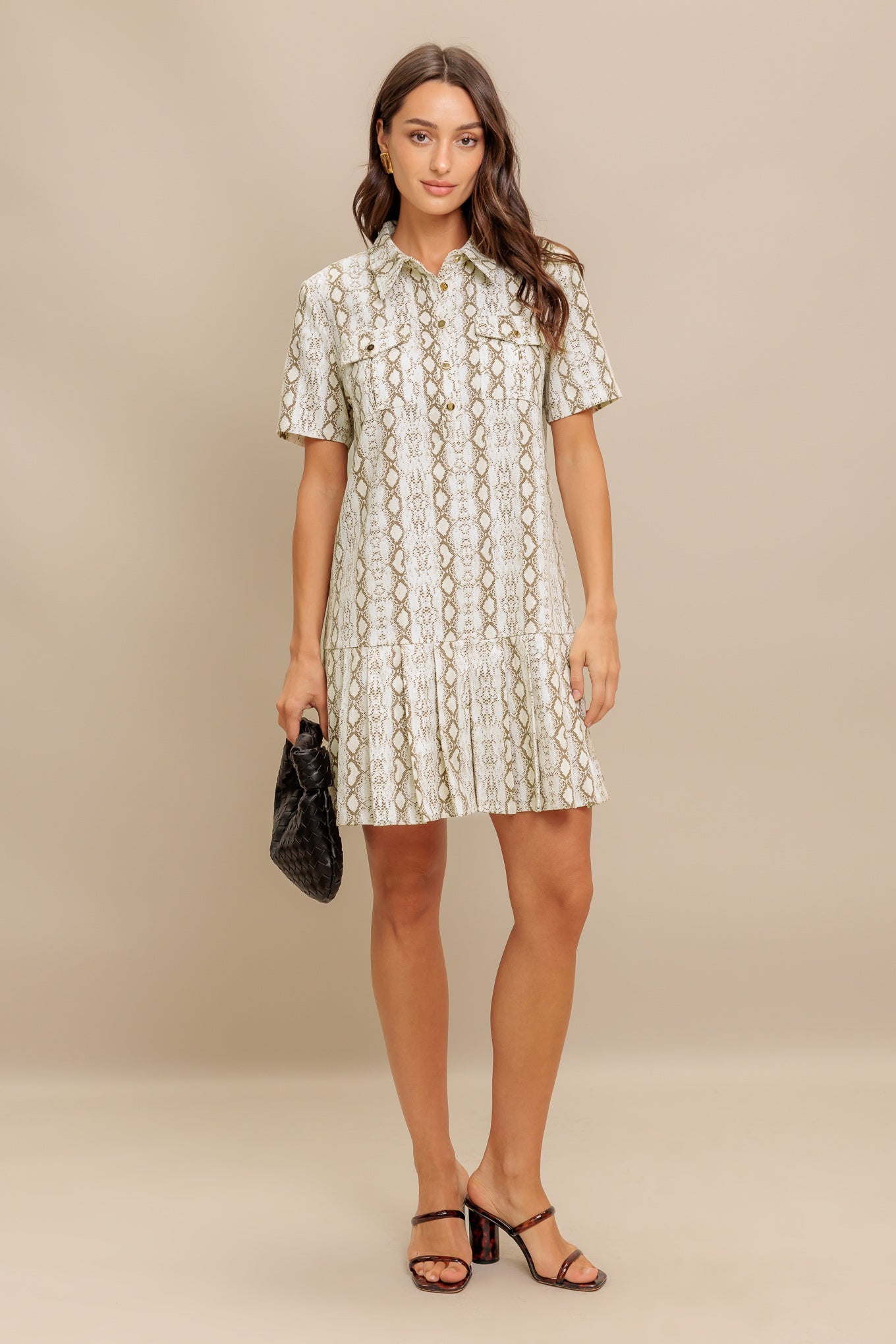 CHIC PYTHON PRESS WOVEN MINI DRESS