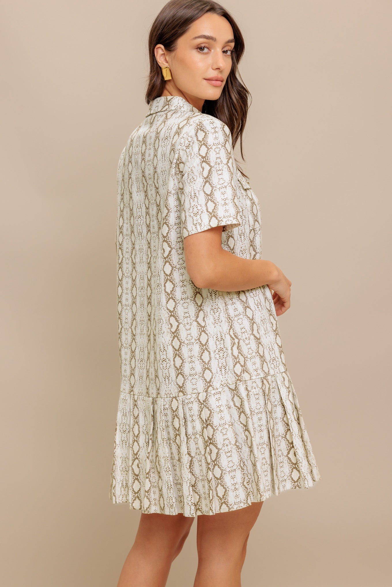 CHIC PYTHON PRESS WOVEN MINI DRESS