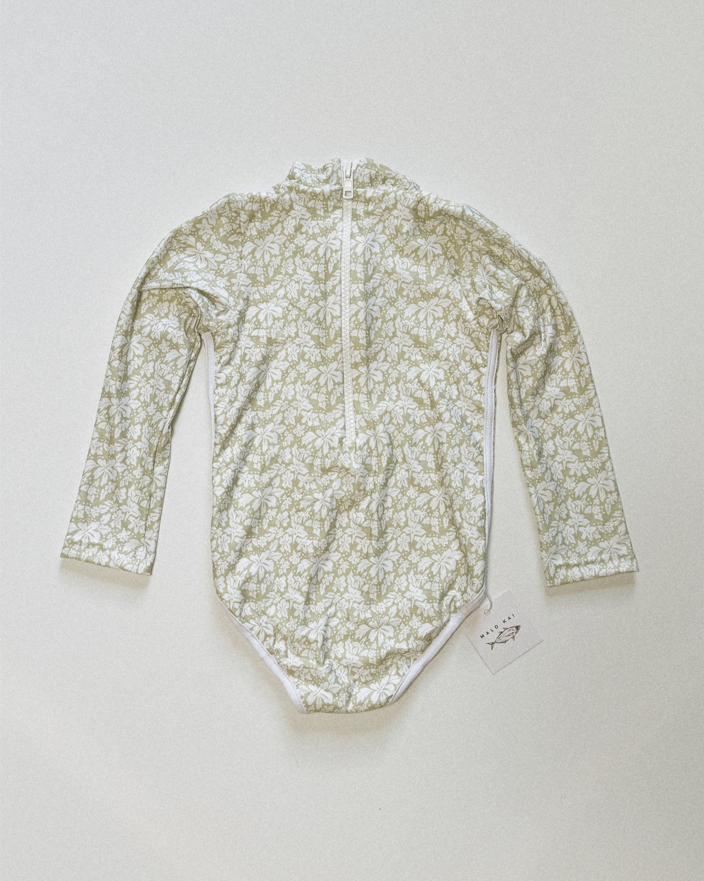 Lola One Piece Kids Swimsuit - Green Hibiscus