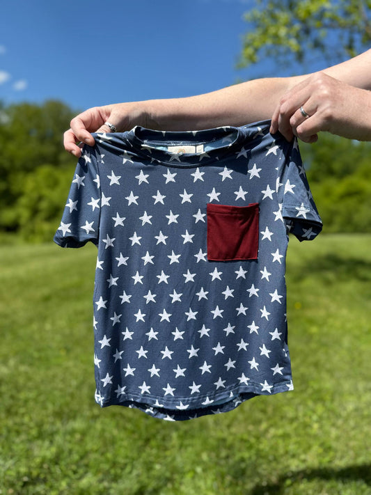 Navy Stars 4th of July Bamboo Pocket Tee