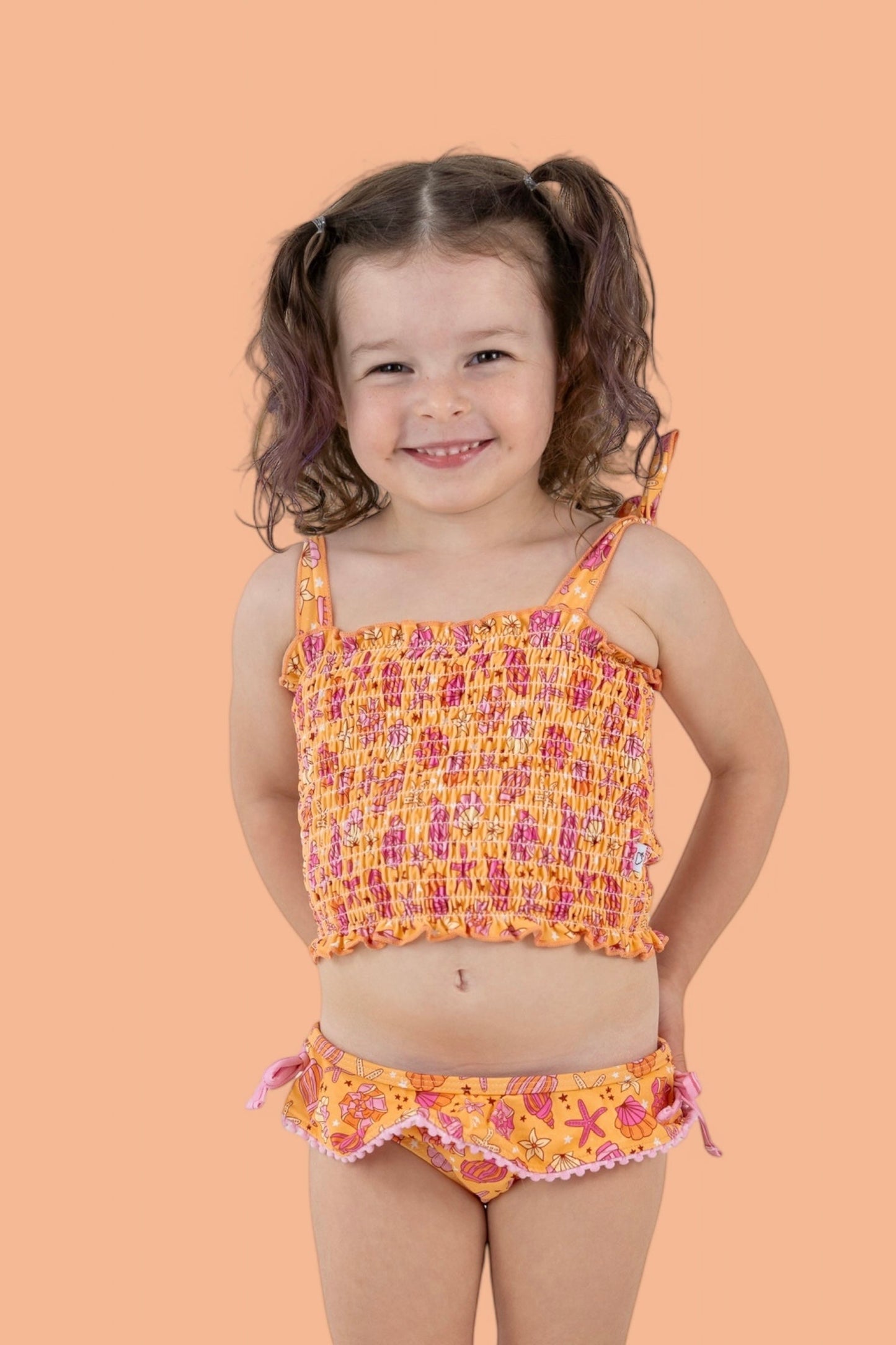 SHELLO SUMMER DREAM SMOCKED TANKINI TWO PIECE SWIM SUIT