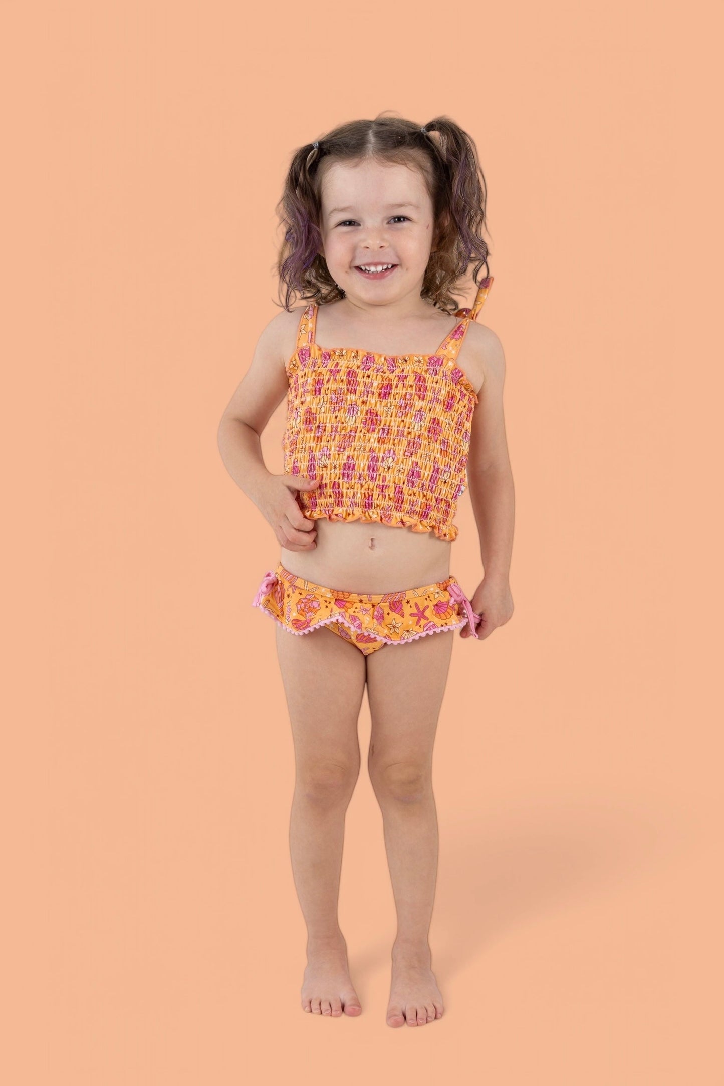 SHELLO SUMMER DREAM SMOCKED TANKINI TWO PIECE SWIM SUIT