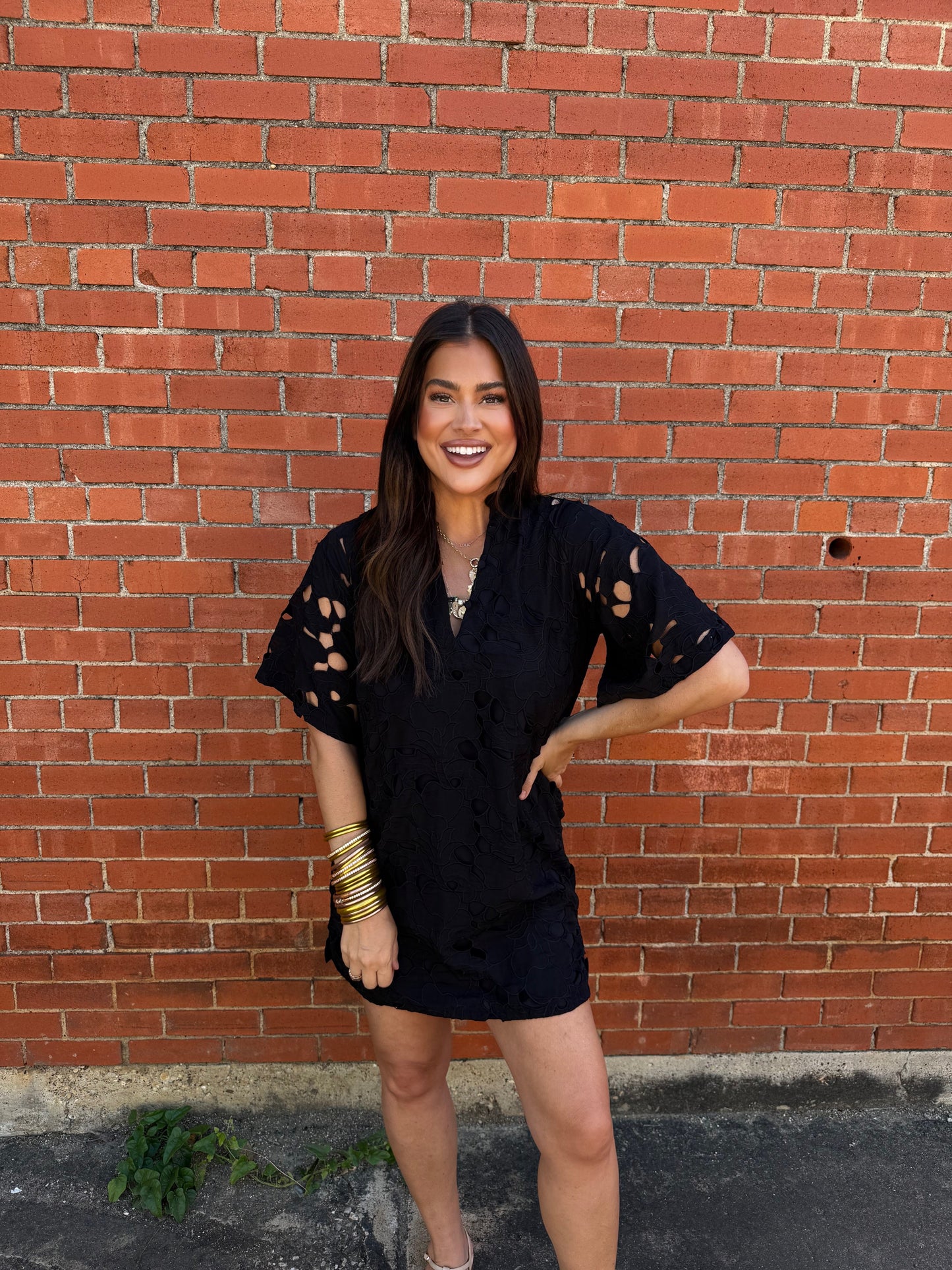 Lulu Short Sleeve Mini Caftan- Onyx