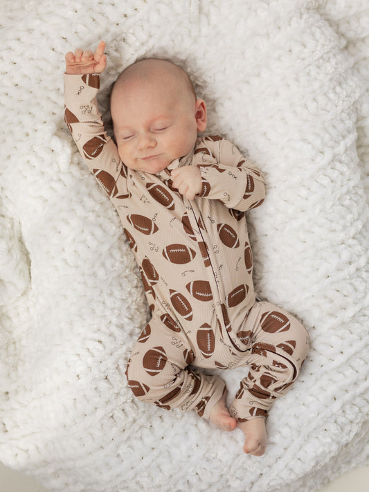 Football (Ribbed) | Bamboo Zipper Pajamas