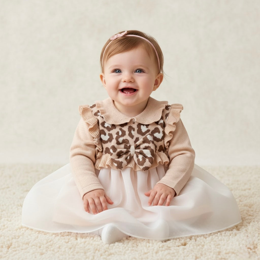 Leopard Charm Ruffle Tulle Dress