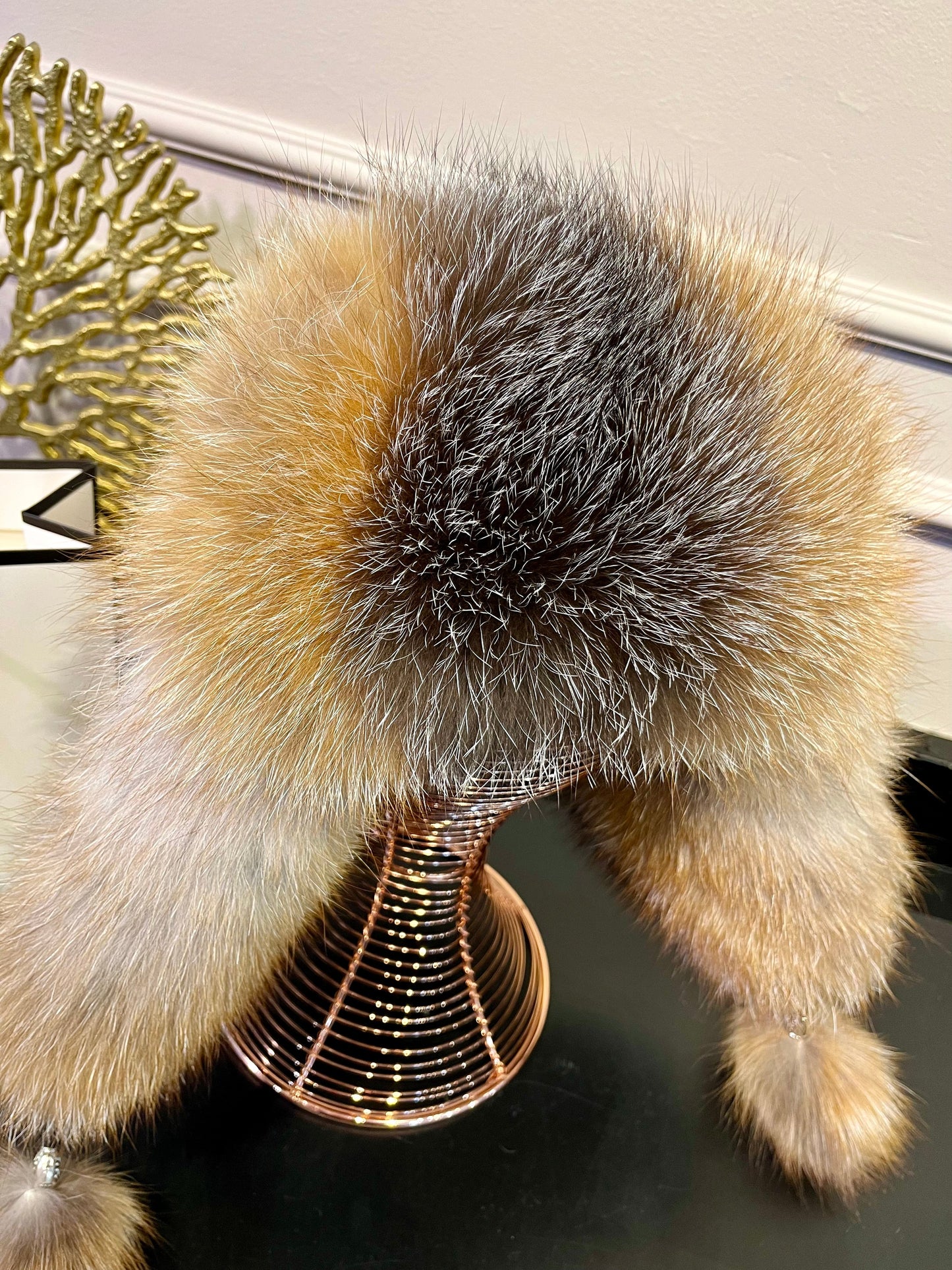 Genuine Silver Fox Fur Genuine Leather Hat