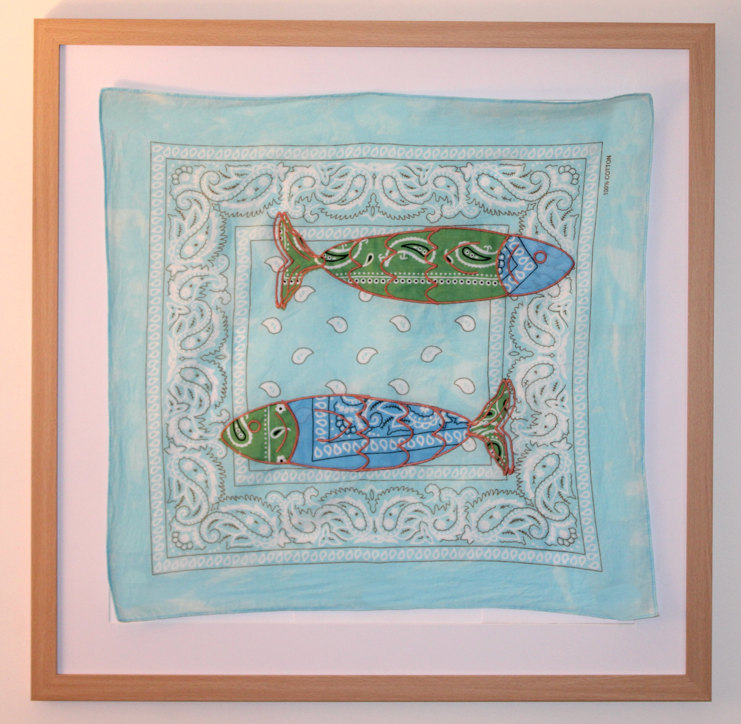 Double Fish Embroidered Bandana
