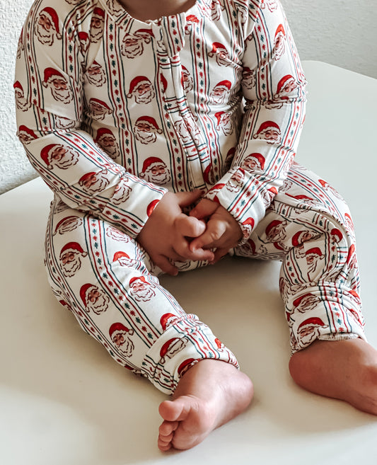 Vintage Santa Bamboo Christmas Pajamas - Zippy