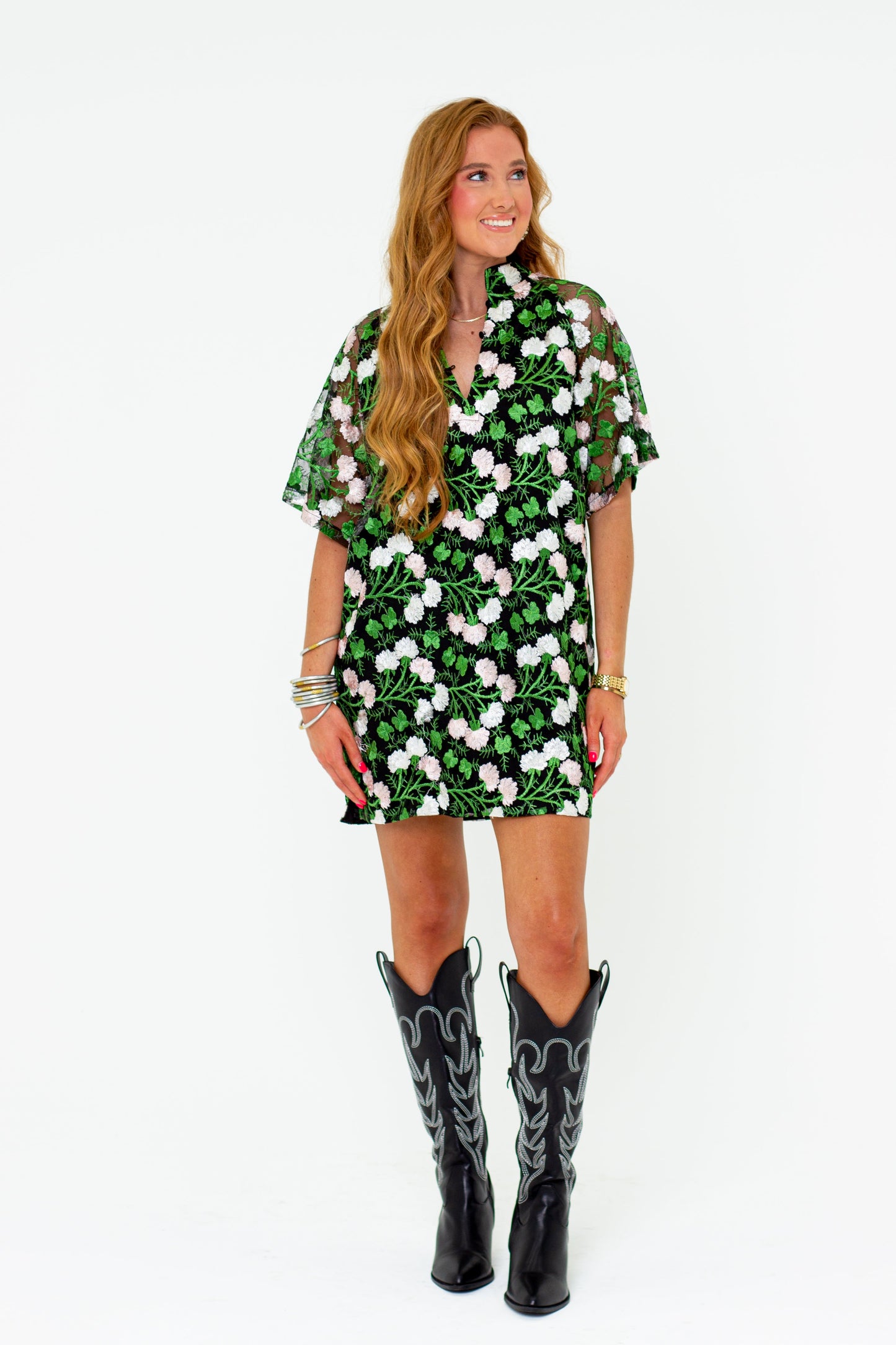 Lulu Short Sleeve Mini Caftan- Vine