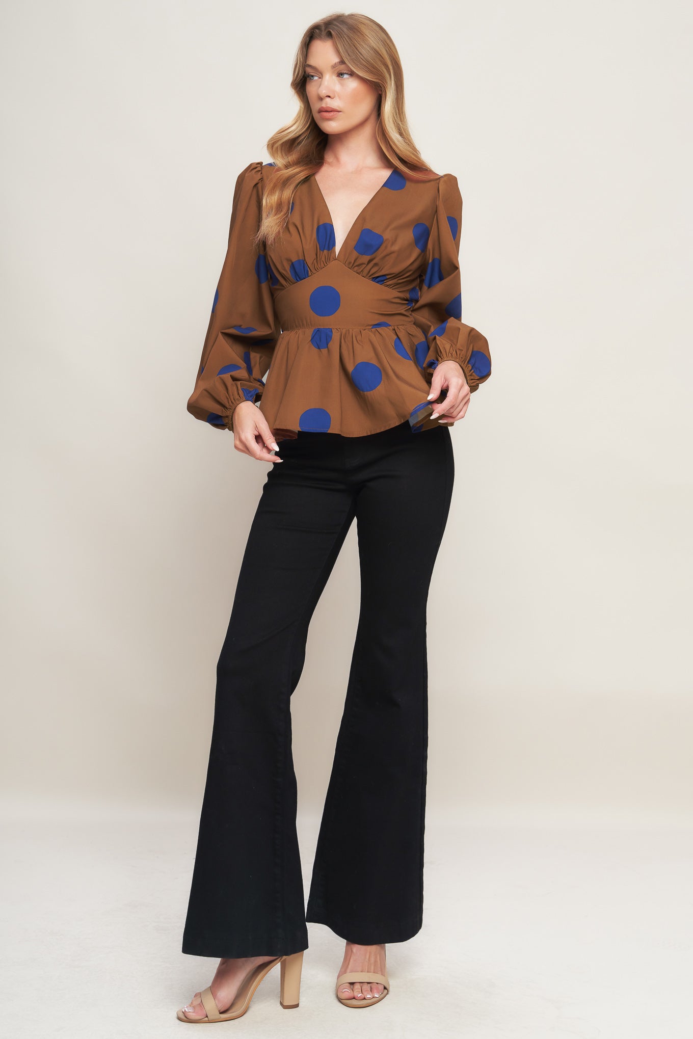 BLUE MOON DOTS WOVEN TOP