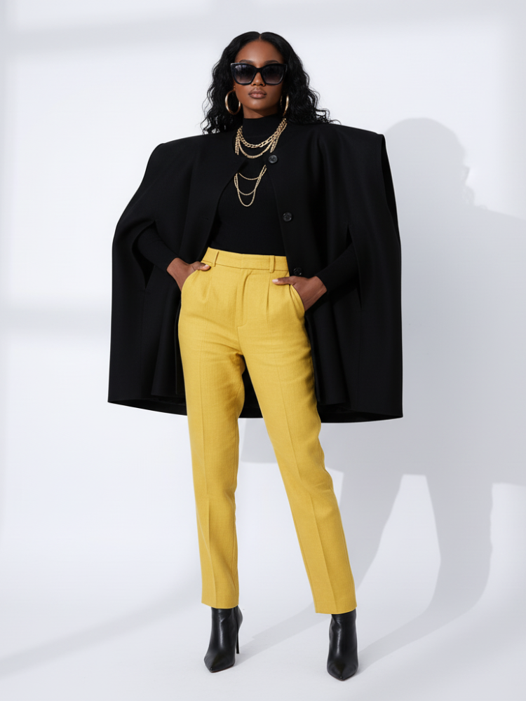 Irregular Woolen Hooded Cape, The Library