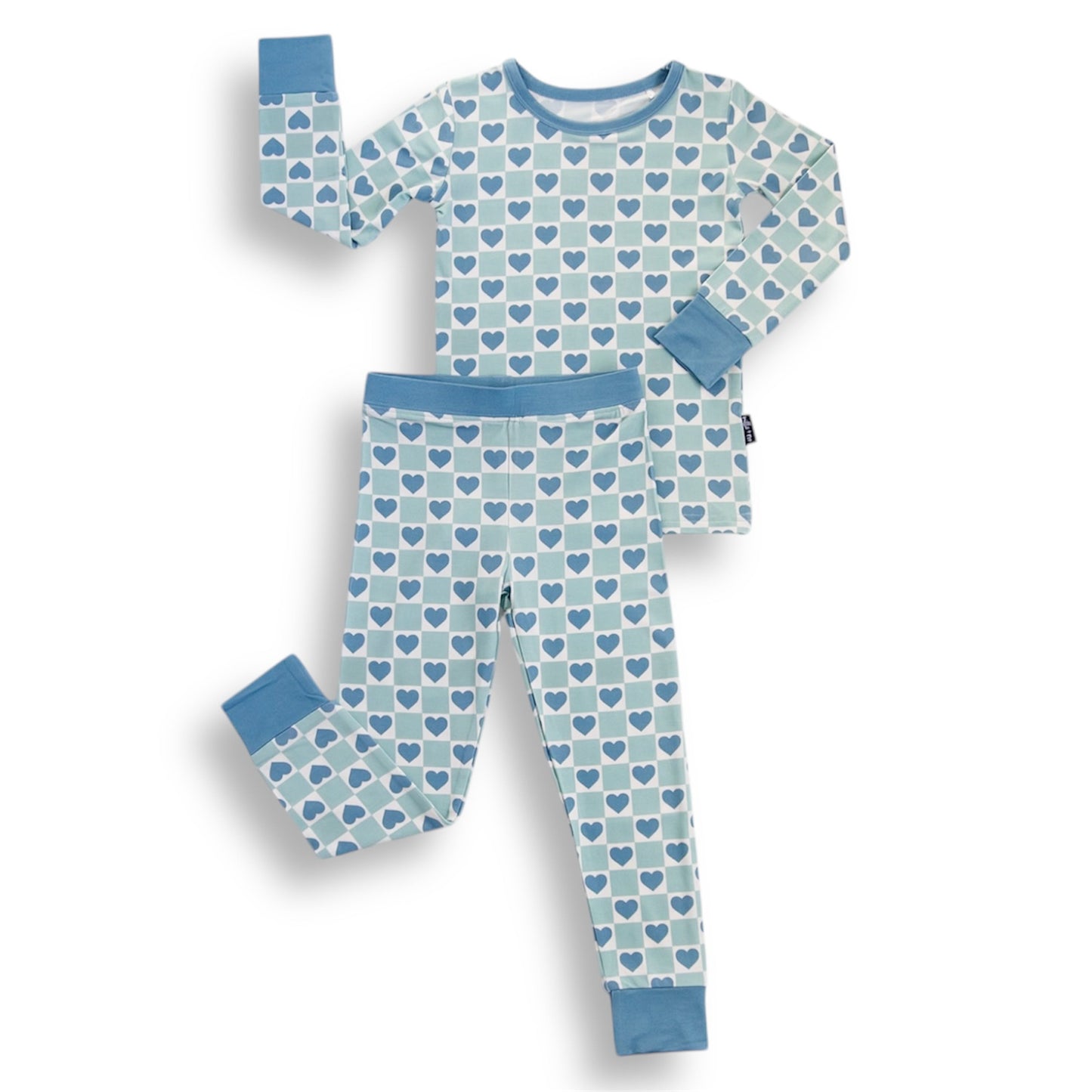 LONG SLEEVE TWO PIECE SETS- Blue Hearts