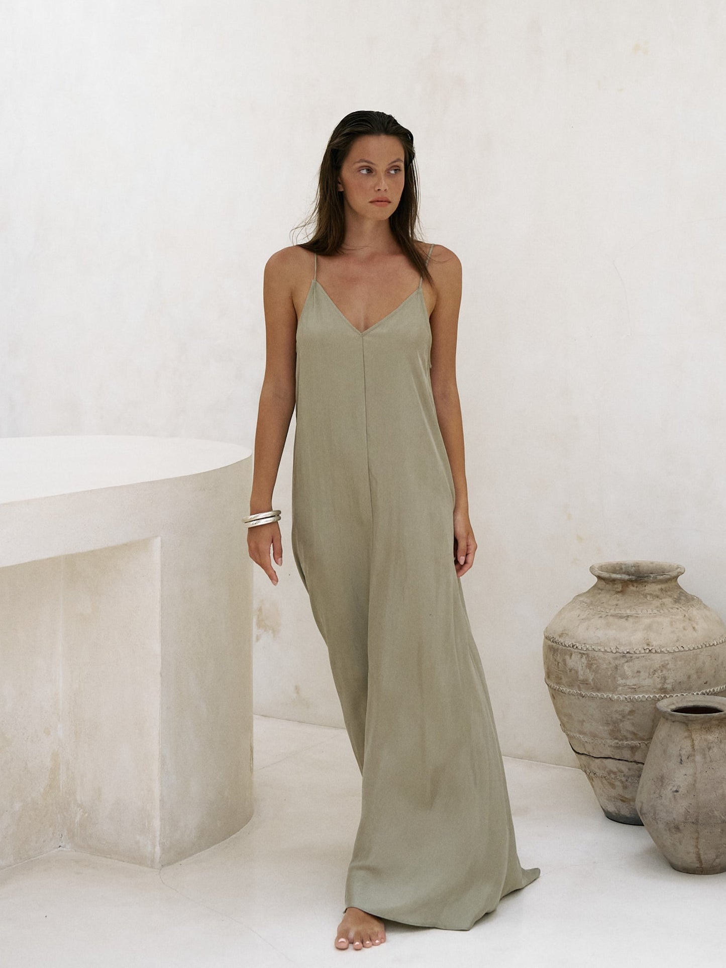 Lucid Flow Maxi Dress - Khaki Green