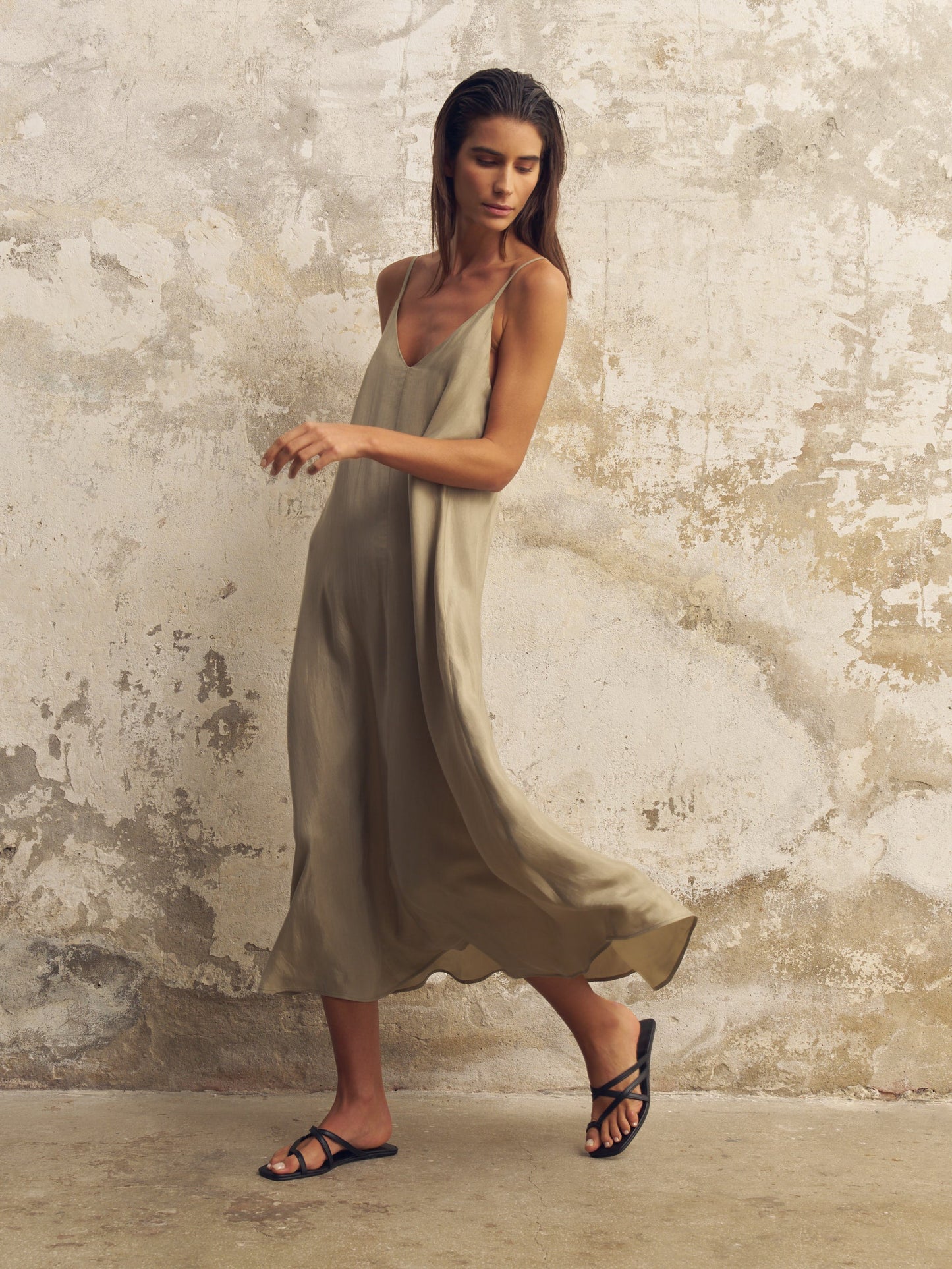 Lucid Flow Maxi Dress - Khaki Green