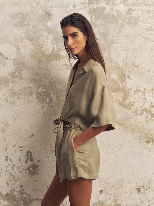 Lucid Flow Tie Shorts - Khaki Green