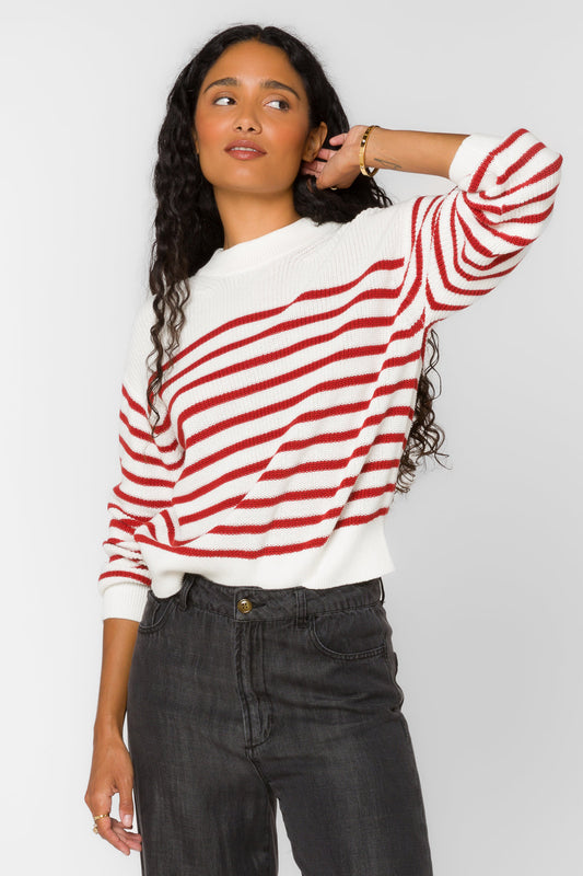 MARGOT RED STRIPE SWEATER