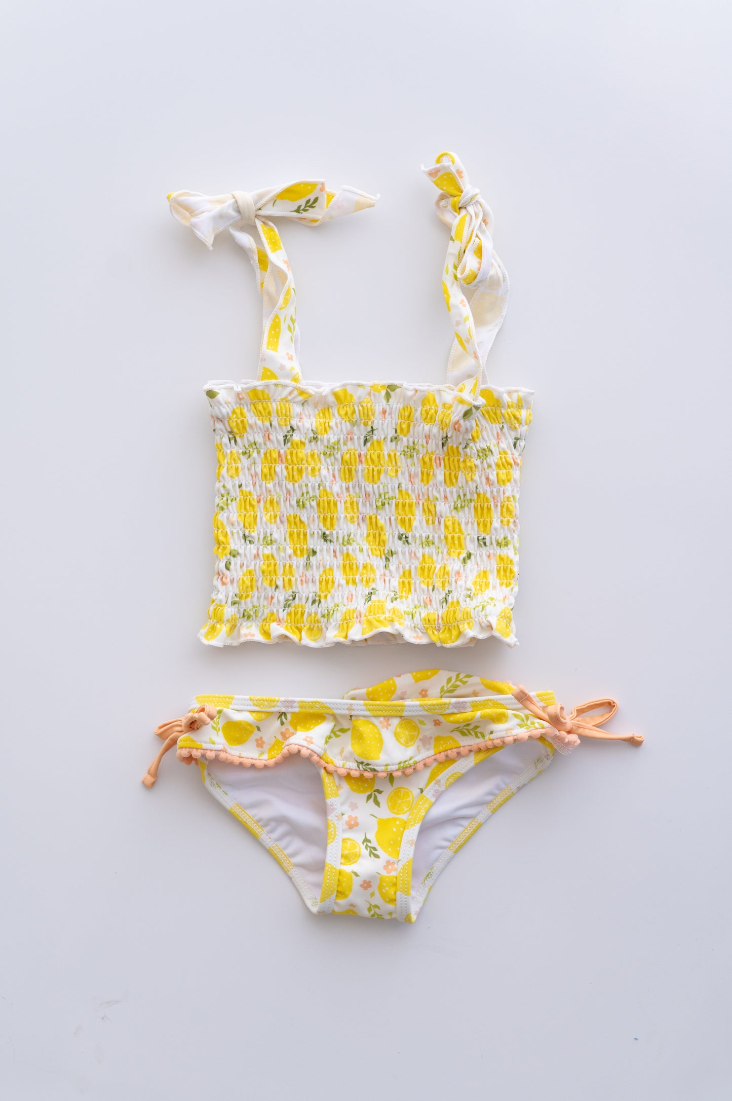 LEMON BLOSSOMS DREAM SMOCKED TANKINI TWO PIECE SWIM SUIT