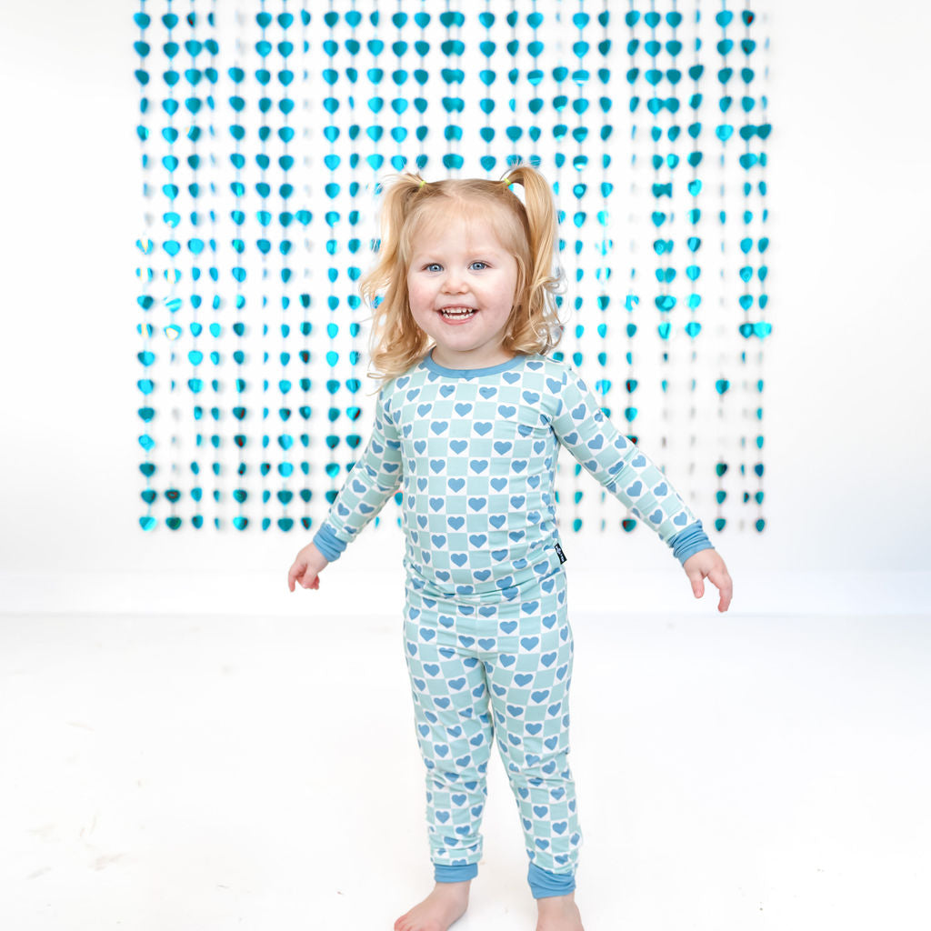 LONG SLEEVE TWO PIECE SETS- Blue Hearts