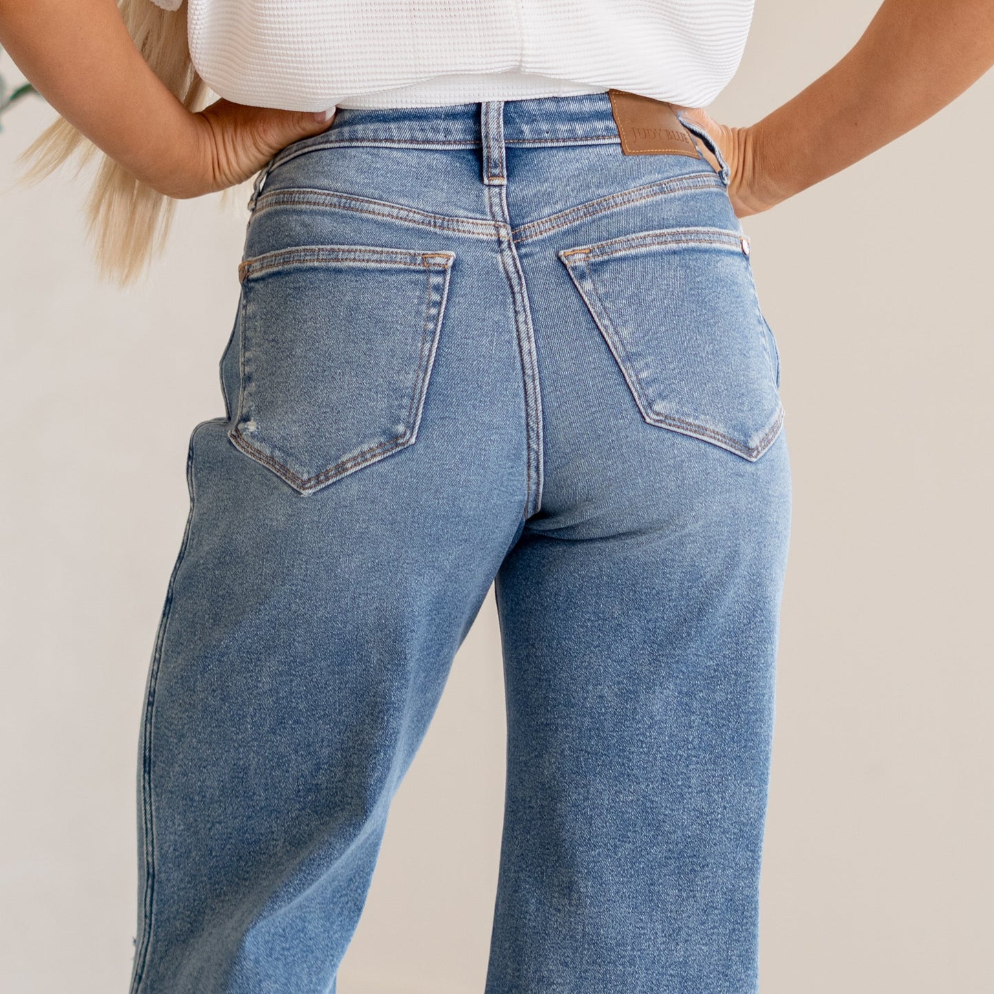BELLA WIDE LEG DISTRESSED JEAN