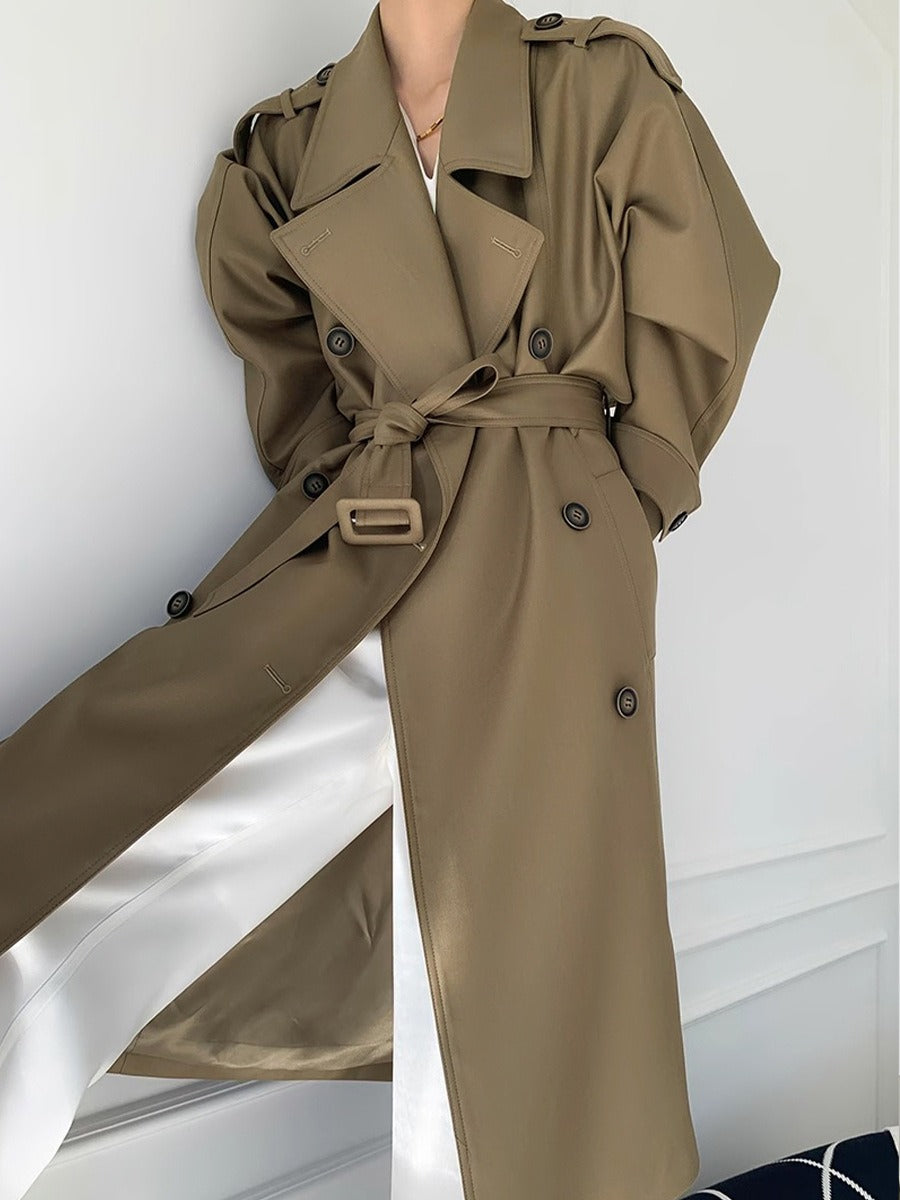 Old British Double-breasted Mid-length Trench Coat