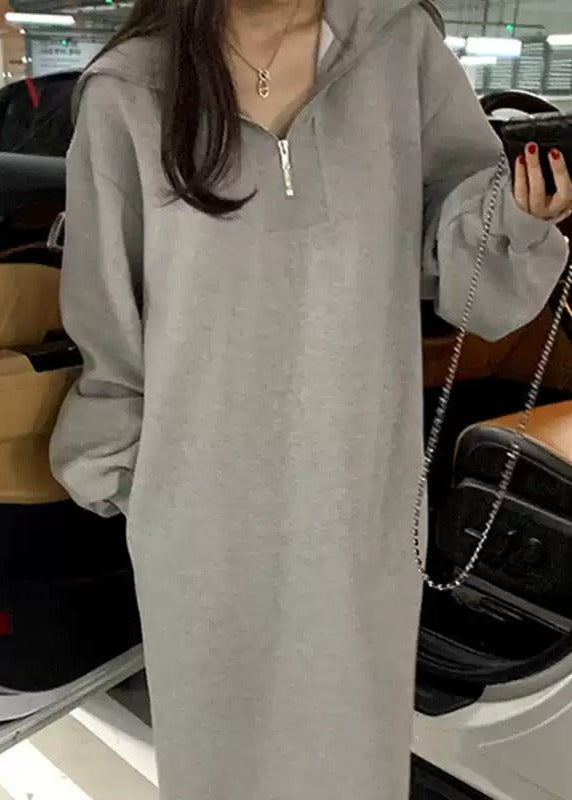 Lazy style navy collar loose sweatshirt dress