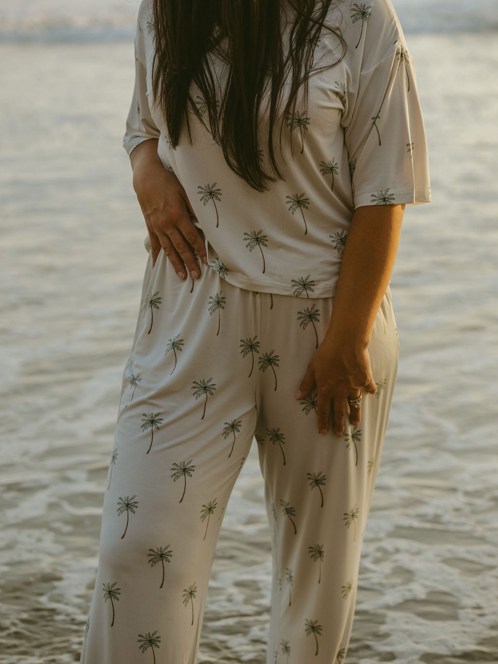 Women's Boxy Tee Lounge Set | Palm Tree