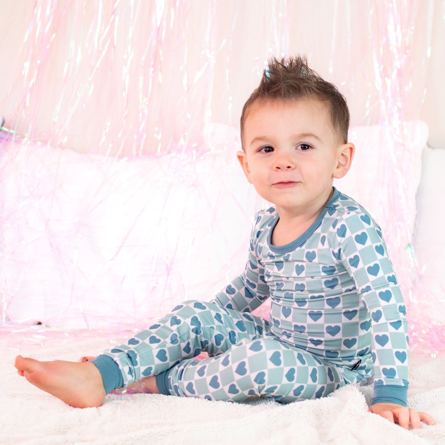 LONG SLEEVE TWO PIECE SETS- Blue Hearts
