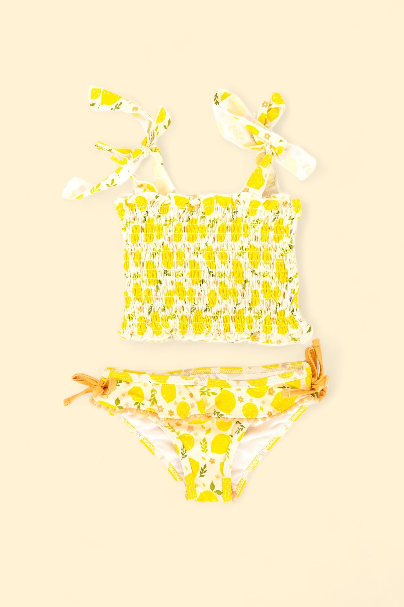LEMON BLOSSOMS DREAM SMOCKED TANKINI TWO PIECE SWIM SUIT