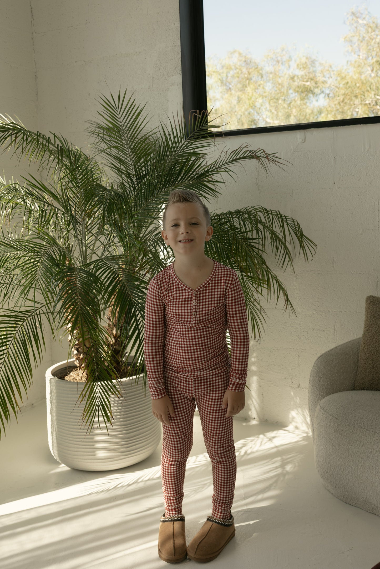 Bamboo Two Piece Pajamas | Red Gingham