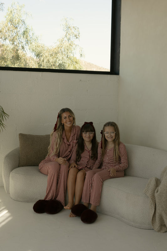 Long Sleeve Women's Bamboo Pajamas | Red Gingham