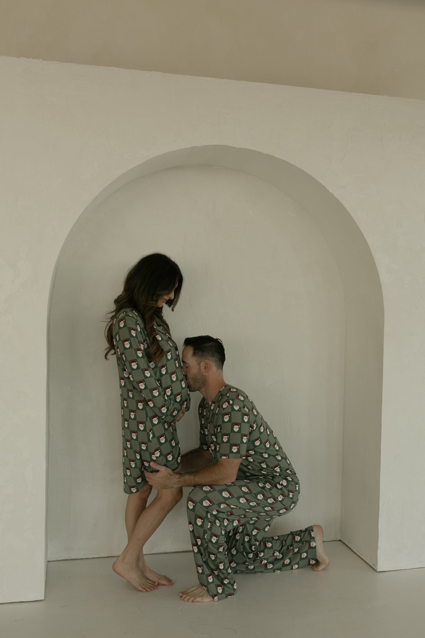 Women's Bamboo Sleeping Dress | Santa Checkerboard
