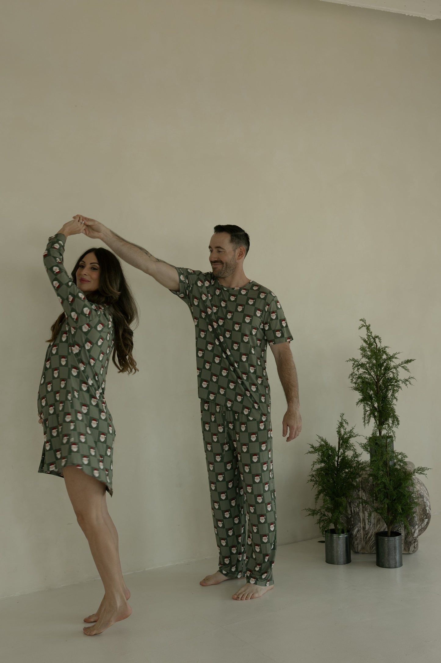 Women's Bamboo Sleeping Dress | Santa Checkerboard