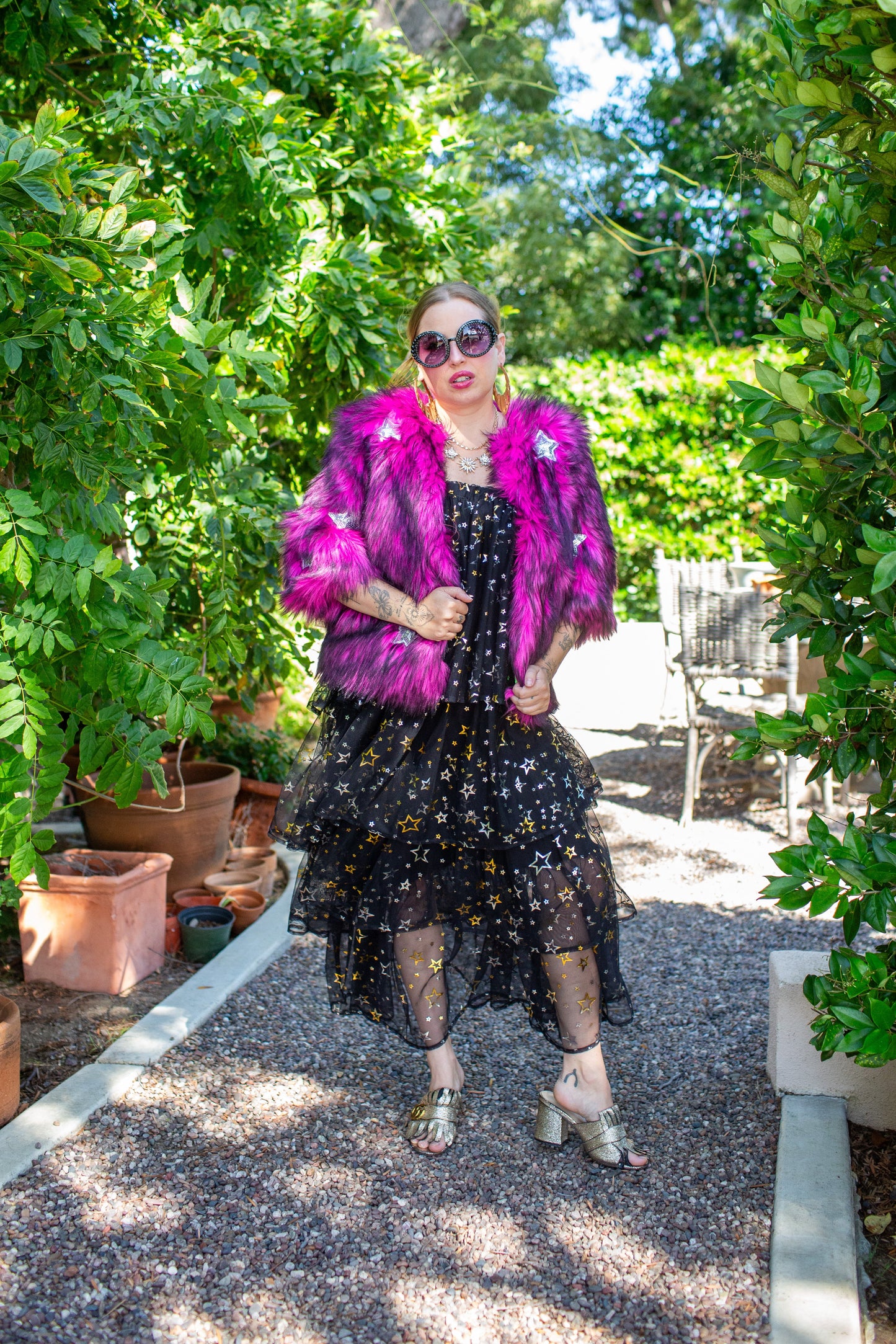 Planet Queen Faux Fur Jacket in Monster Pink