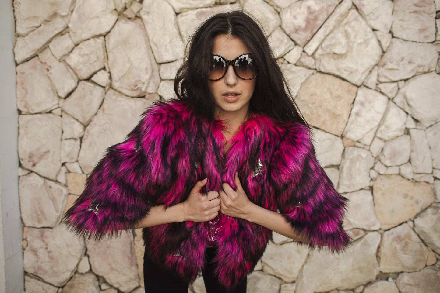Planet Queen Faux Fur Jacket in Monster Pink