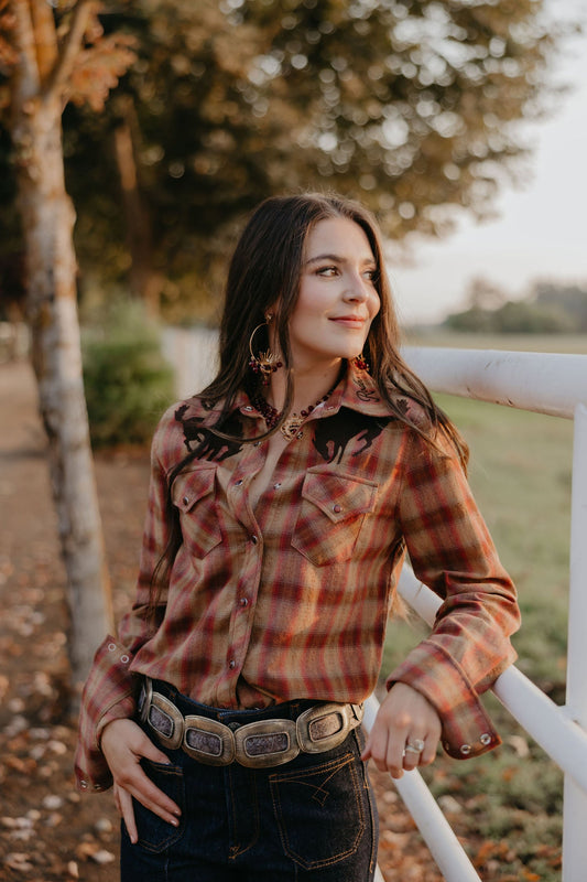 Pretty Plaid Cowboy Button Up