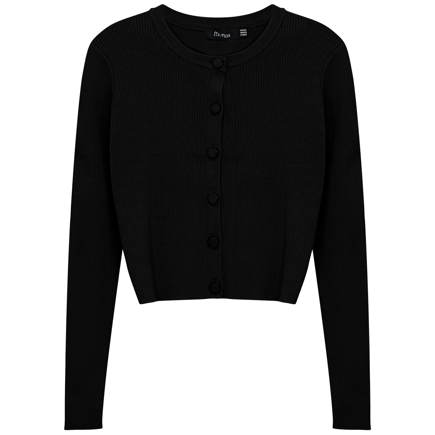 Cropped Fit Ribbed Knit Cardigan