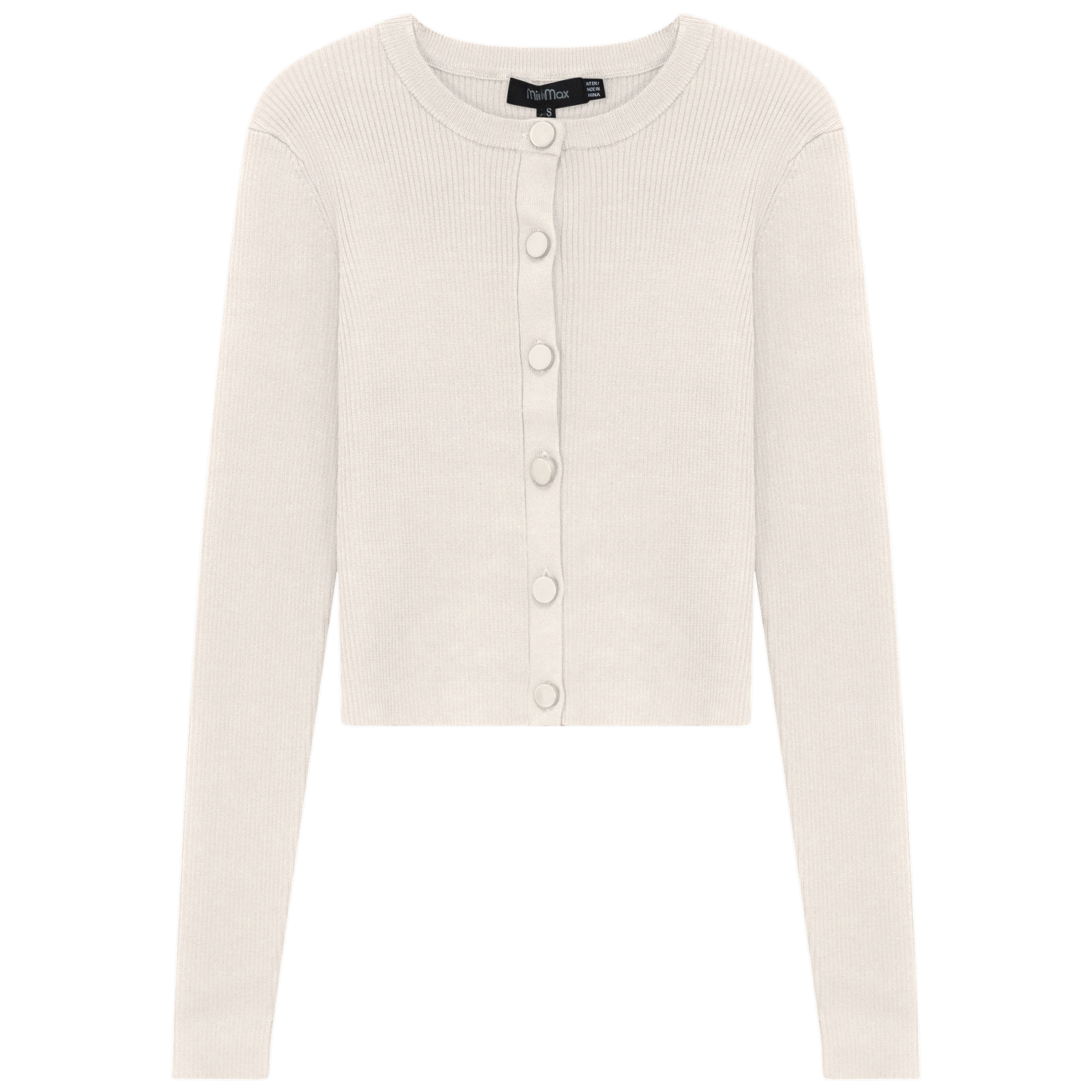 Cropped Fit Ribbed Knit Cardigan