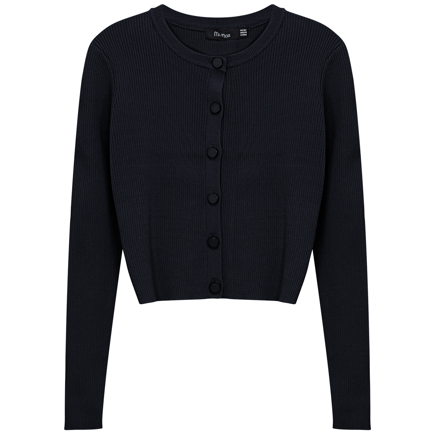 Cropped Fit Ribbed Knit Cardigan