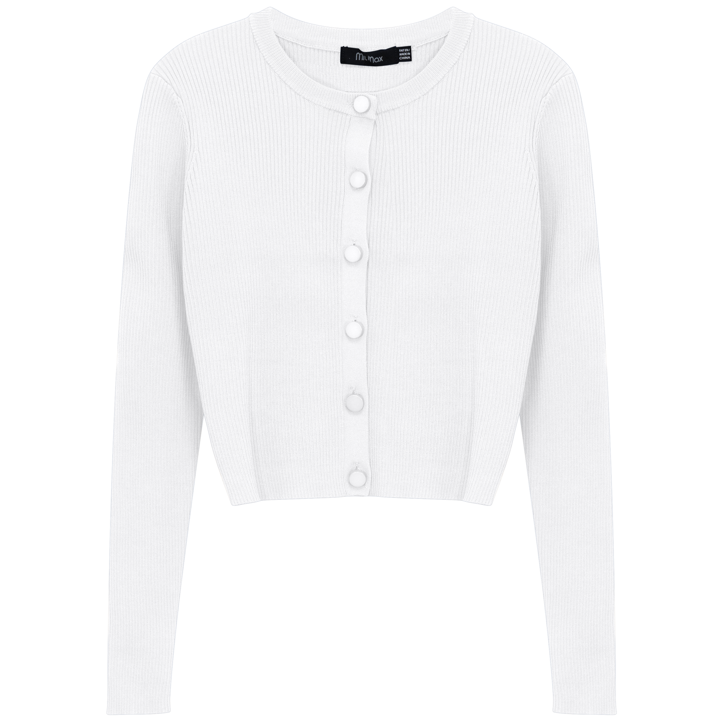 Cropped Fit Ribbed Knit Cardigan