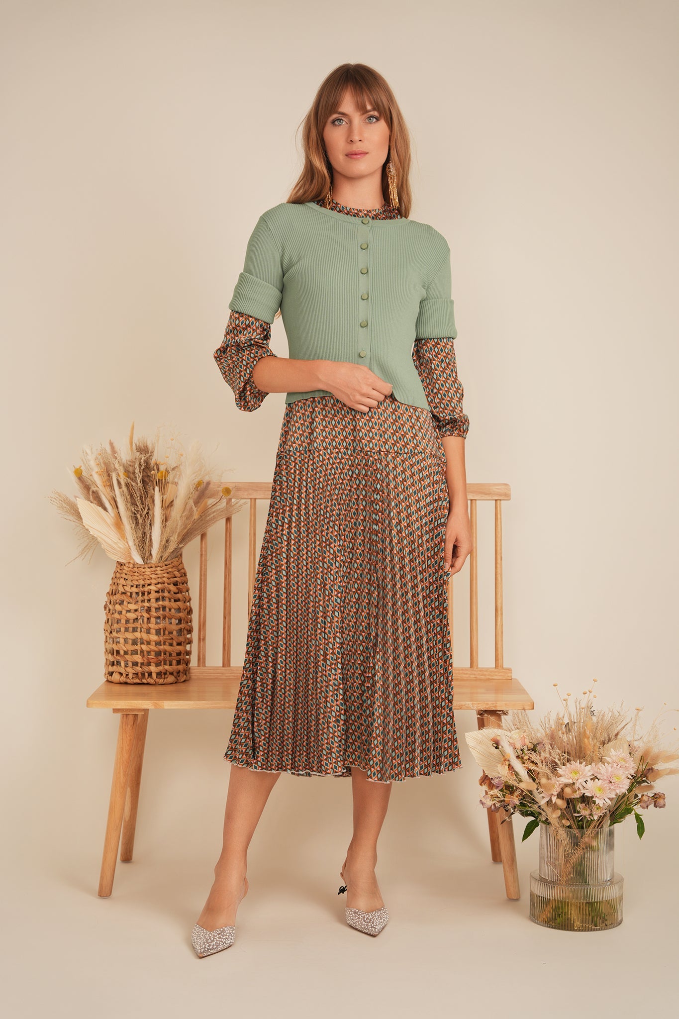 Midi Dress Vest Set