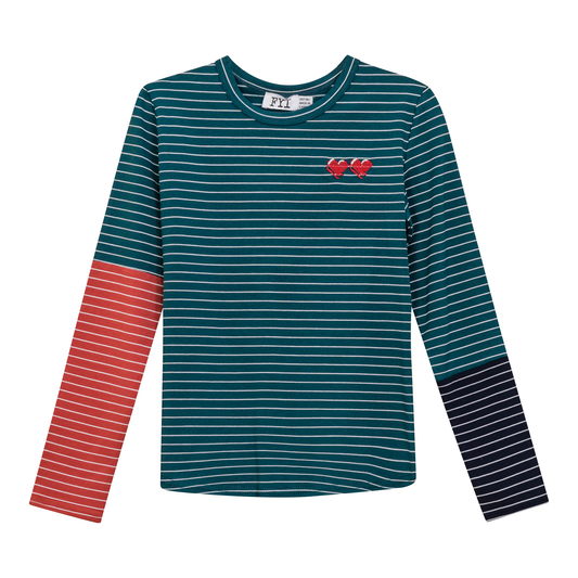 Heart Embroiderd Stripe Top