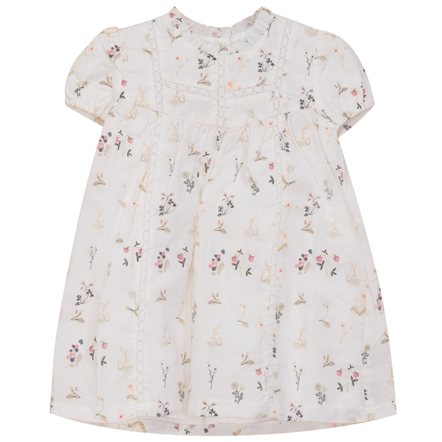 Lace Trim Flower Print Dress