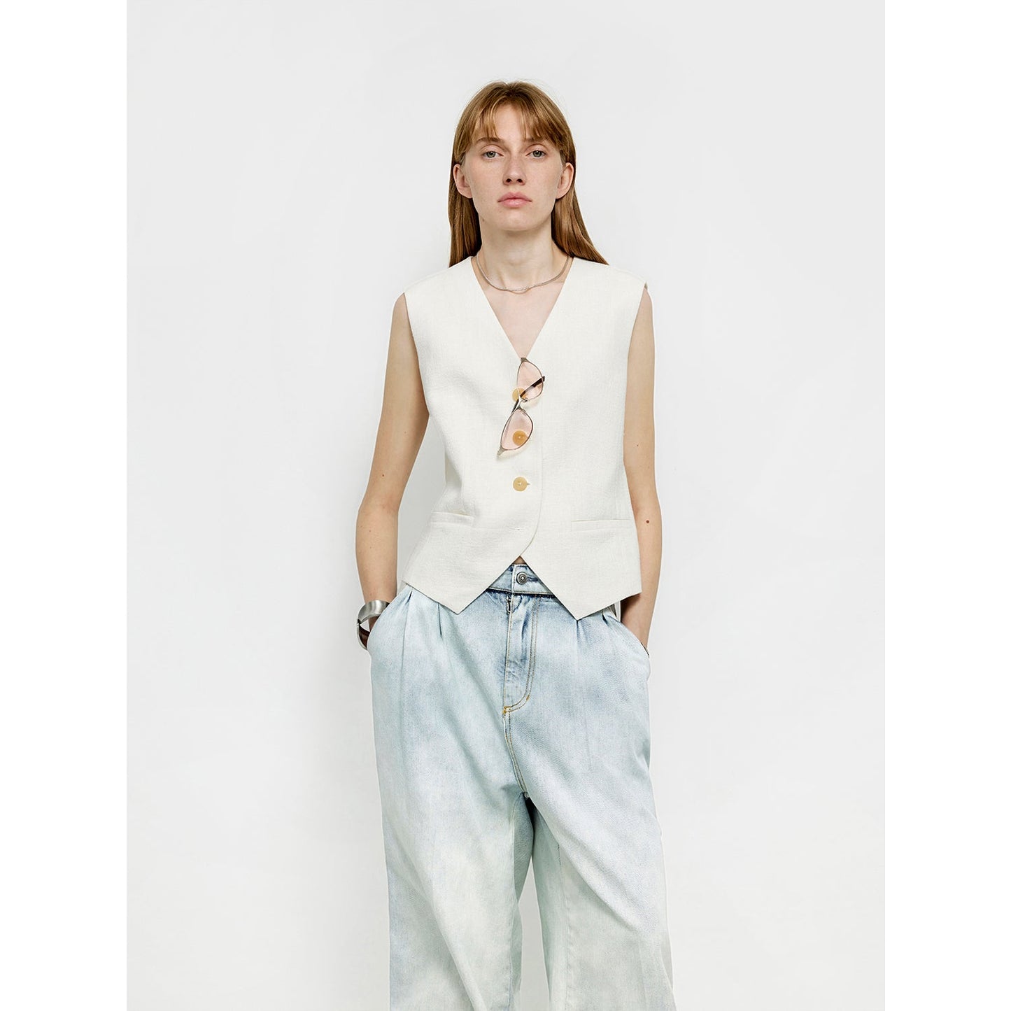 "Diary of an Old Friend" Customized Breathable Ramie Oversize Suit Vest Set