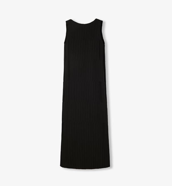 Handmade Pleated Straight Sleeveless Boat Neck Dress