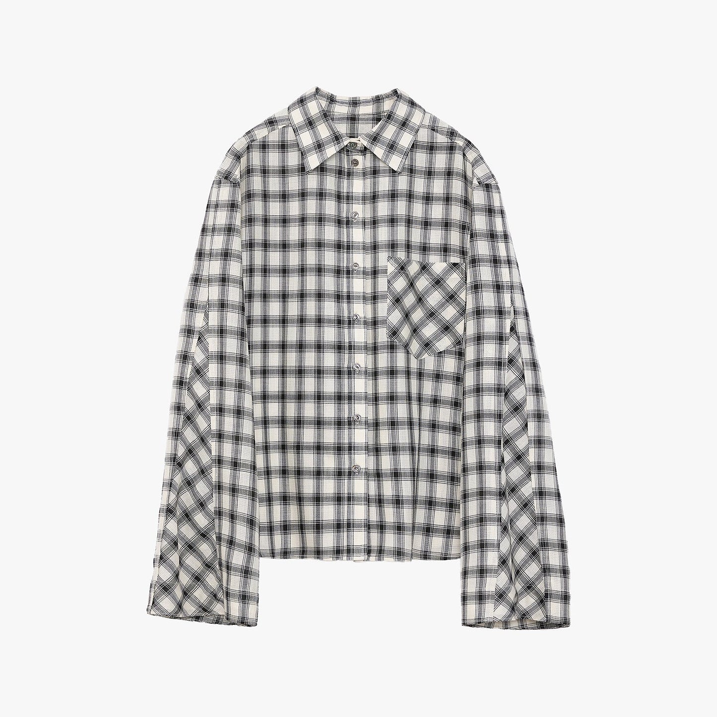 Style Diary Tencel Acetate Jacquard Check Dropped Shoulder Shirt