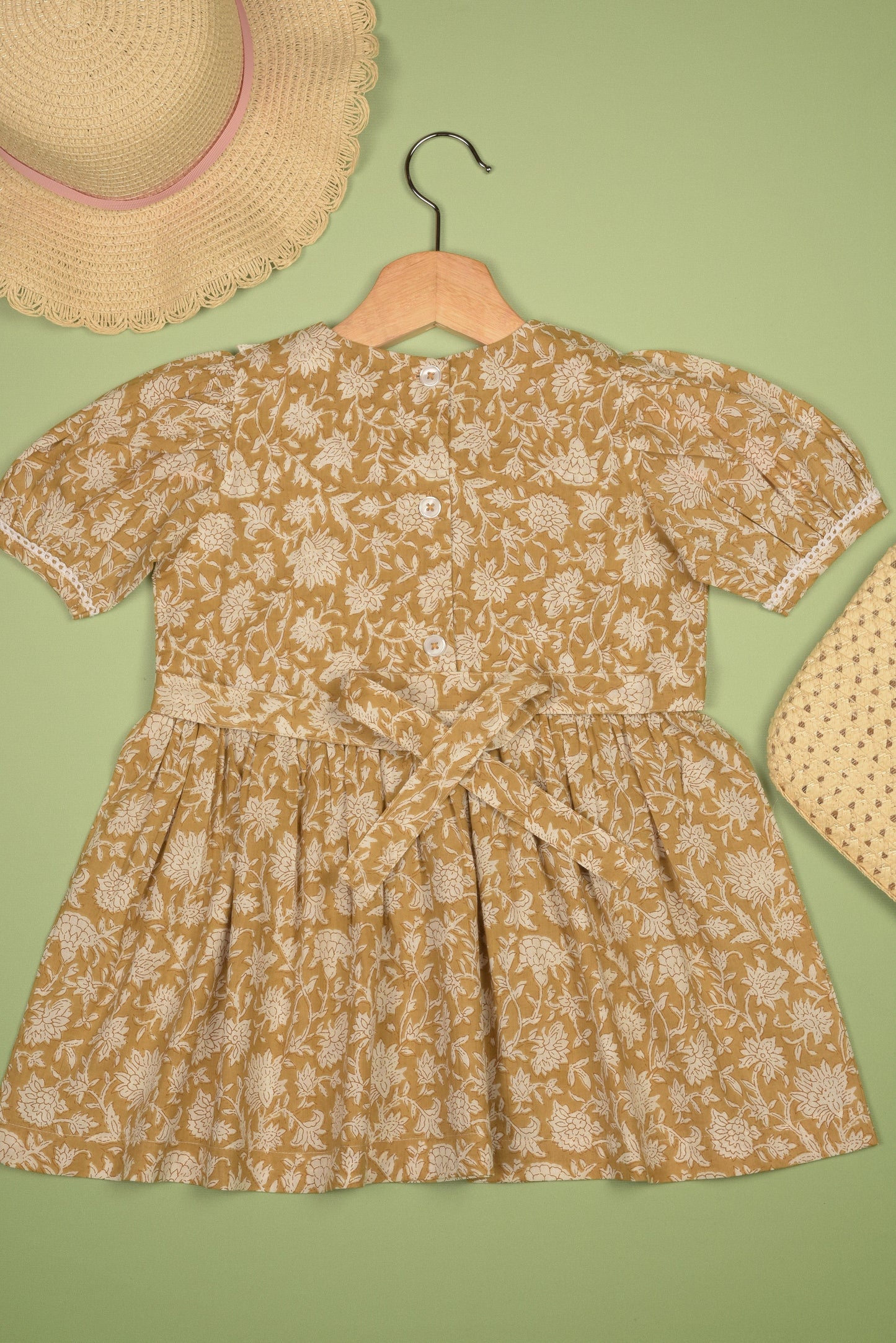 Embroidered fabric V shape Yoke Dress