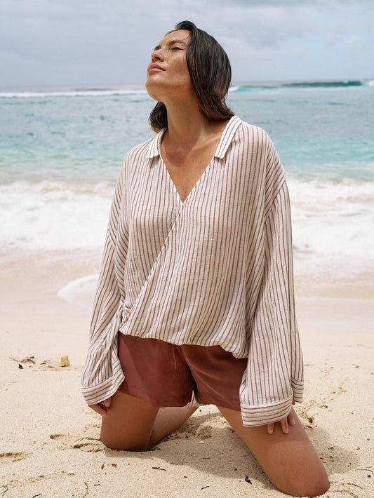 Sade Top - Burgundy Stripes